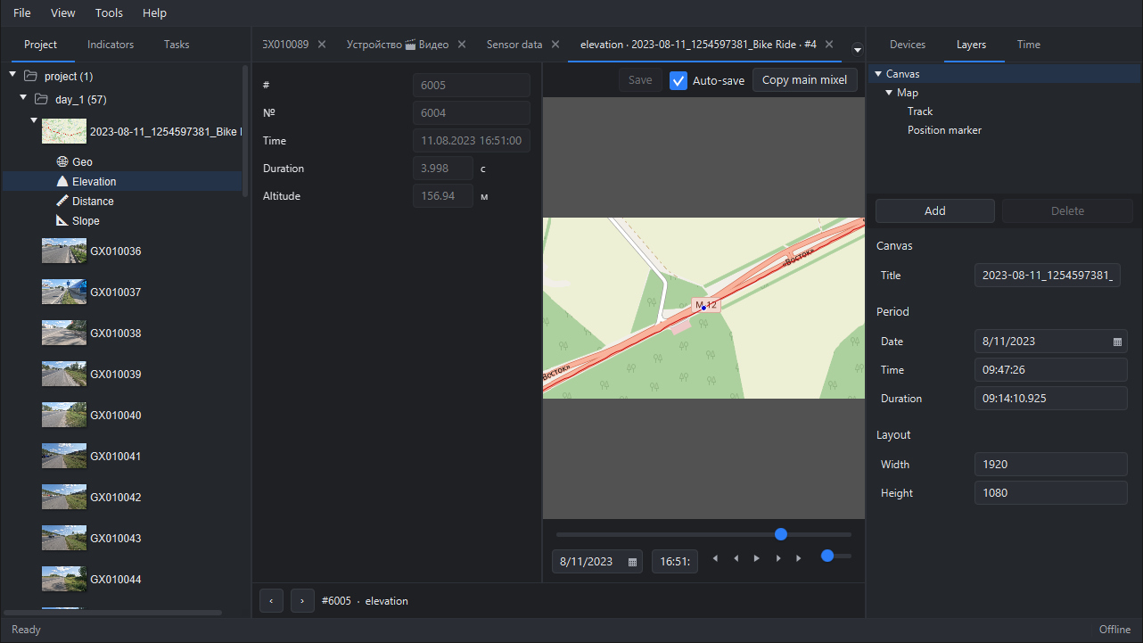 GPS track on map
